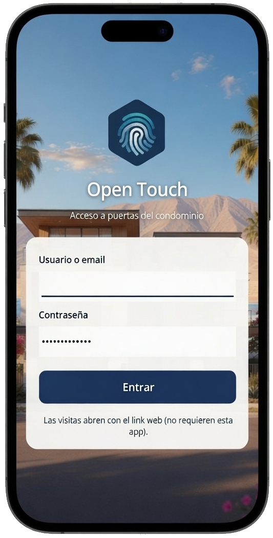 Celular con la aplicación Open Touch en ejecución